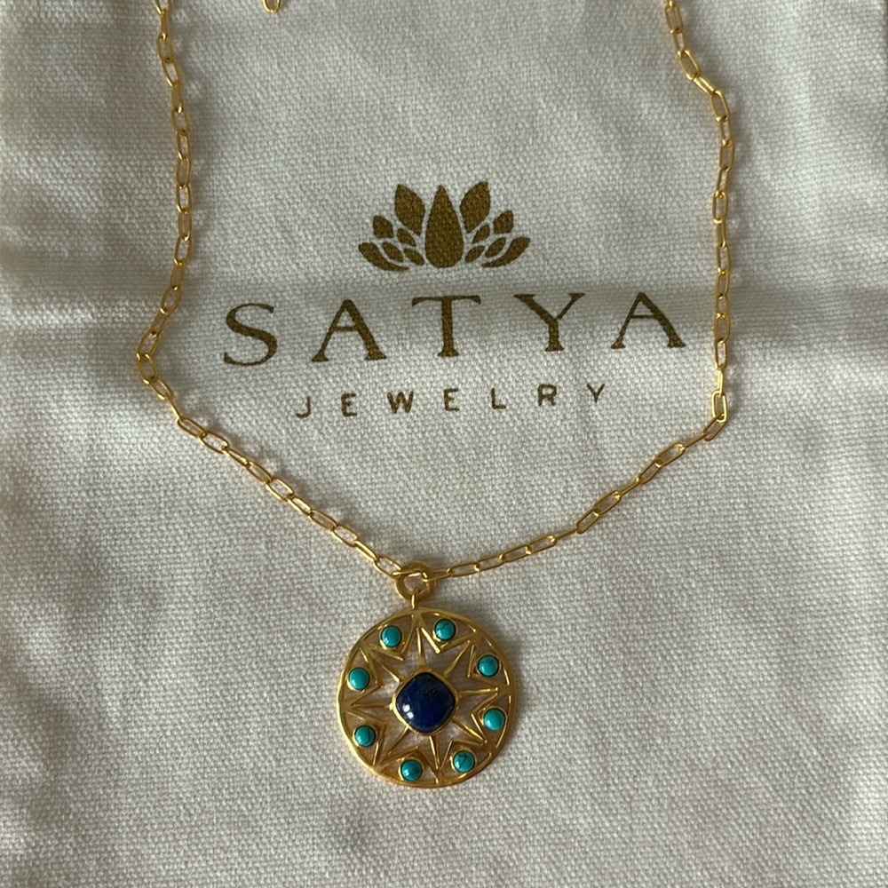 Satya 15” with 2” extender necklace. Lapis and turquoise